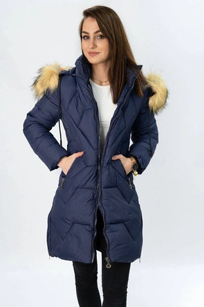 PIKOWANA KURTKA DAMSKA GRANATOWA (2013-1)