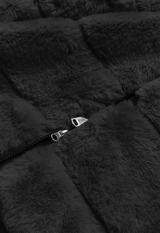 Kamizelka futrzana z kapturem czarna (B8059-1)