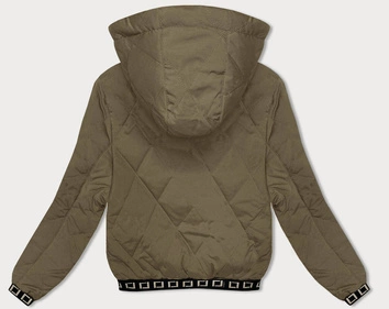 Pikowana kurtka z ozdobnymi ściągaczami oliwkowa (16M9086-84)