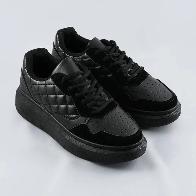 Damskie sznurowane półbuty sportowe czarne (rc-50)