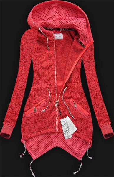 CIEPŁA BLUZA Z KAPTUREM KORALOWA (LX149M)