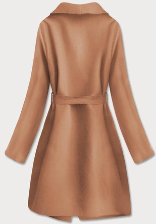 Minimalistyczny płaszcz damski camel (747ART)