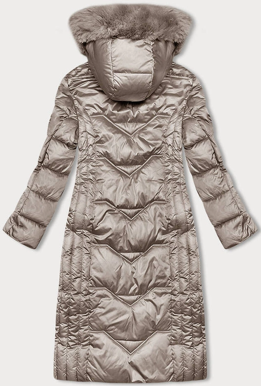 Taliowana długa kurtka zimowa cappuccino S'west (B8201-12)