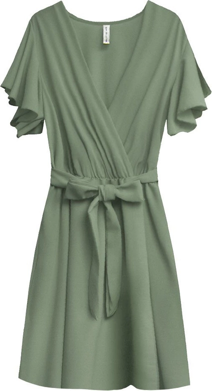 SUKIENKA Z KOPERTOWYM DEKOLTEM KHAKI (346ART)