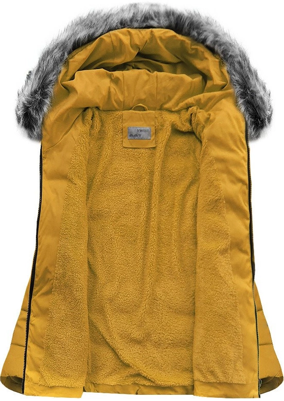 PIKOWANA KURTKA Z KAPTUREM ŻÓŁTA (R9505)