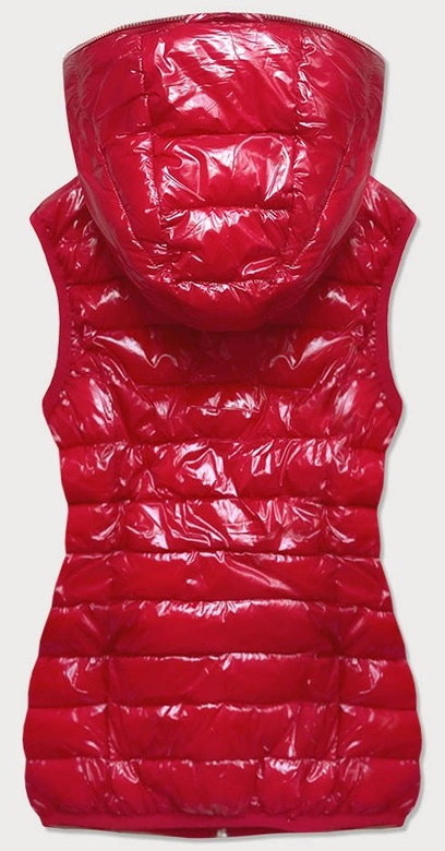 PIKOWANY BŁYSZCZĄCY BEZRĘKAWNIK DAMSKI CZERWONY (B9766)