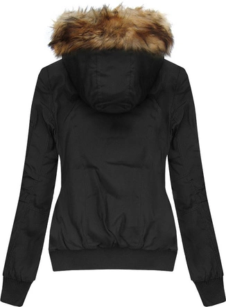 DWUSTRONNA KURTKA DAMSKA ZIMOWA BOMBER CZARNA (W712)