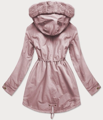 Parka damska przejściowa pudrowy róż (w806)