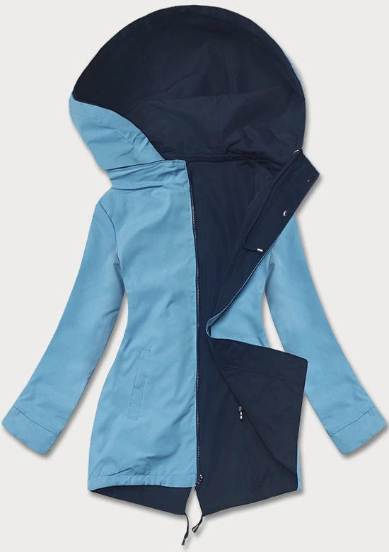 Cienka parka dwustronna damska granatowo-niebieska (16M9081-215)