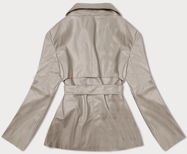 Krótki trencz ze skóry ekologicznej J Style ciepły beż (11Z8102)