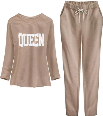 DRES DAMSKI NADRUKIEM JASNOBRĄZOWY (564ART)