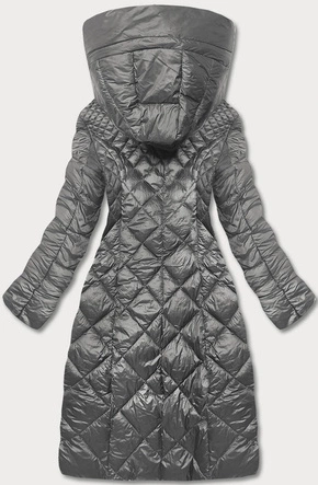 Długa kurtka pikowana damska szara (ag1-j9082)