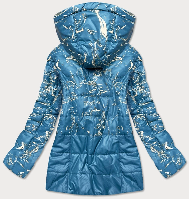 Damska kurtka z nadrukiem niebieska (7769)