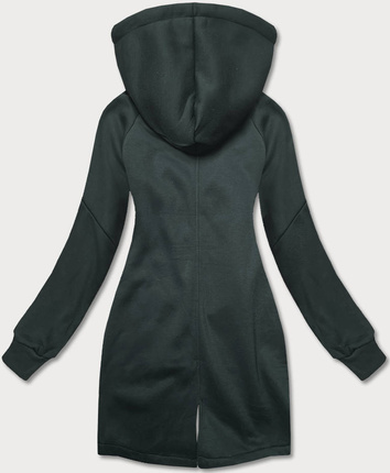 Bluza damska z łączonych materiałów ciemny zielony (amg-28)