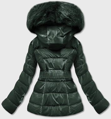 Krótka błyszcząca kurtka damska zielona (B8090-10)