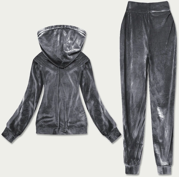 WELUROWY DRES DAMSKI GRAFITOWY (81222)