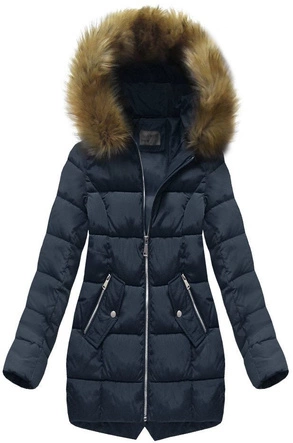 PIKOWANA KURTKA Z KAPTUREM GRANATOWA (R1050)