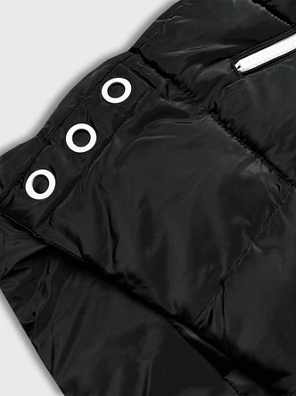 KURTKA ZIMOWA DAMSKA Z KONTRASTOWYM ZAMKIEM CZARNA (ART1277)