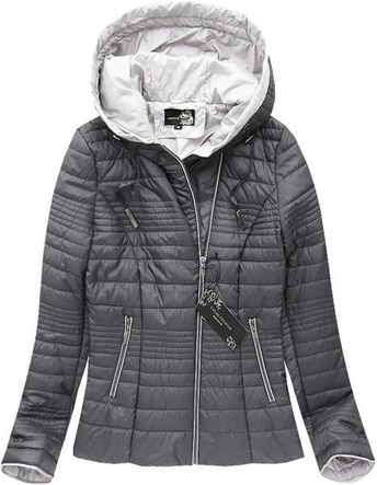 KURTKA Z ZAMKIEM NA BOK GRAFITOWA (21598)