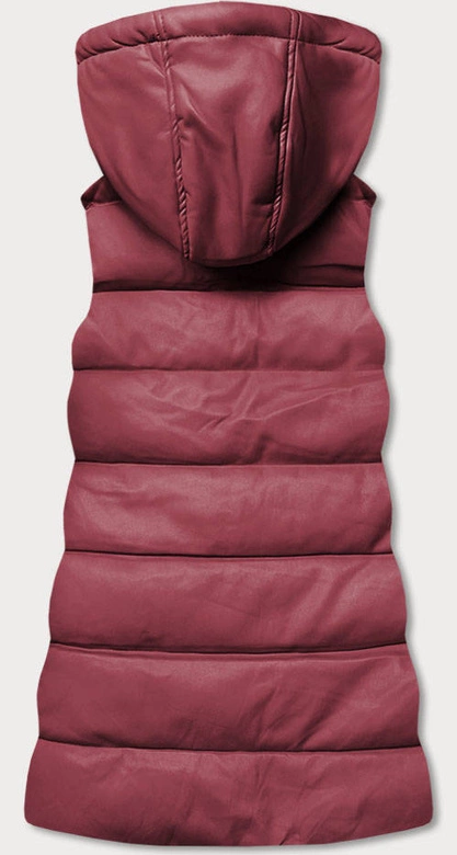 Ciepła kamizelka damska z ekoskóry bordowa (d-3231-67)