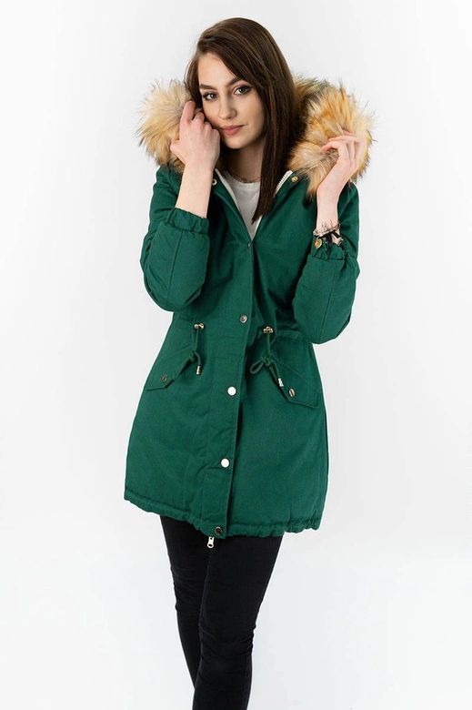 DWUSTRONNA PARKA ZIELONA-ECRU (B507)