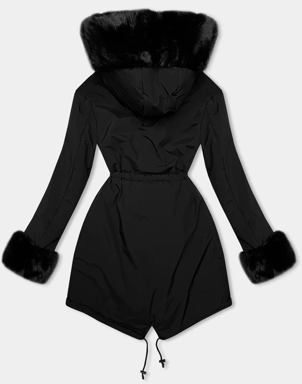 Dwustronna zimowa parka - futro J Style czarna (11Z8085)