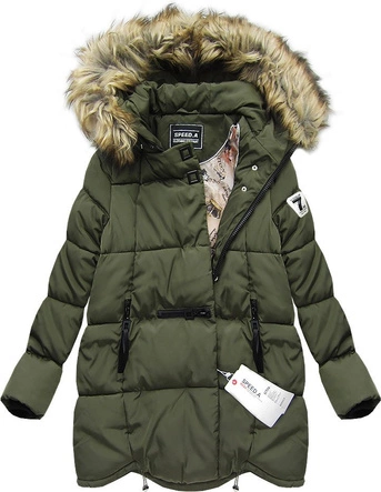 PIKOWANA KURTKA Z KAPTUREM KHAKI (W801)