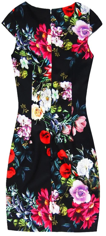 OŁÓWKOWA SUKIENKA W KWIATY CZARNA (ART45)