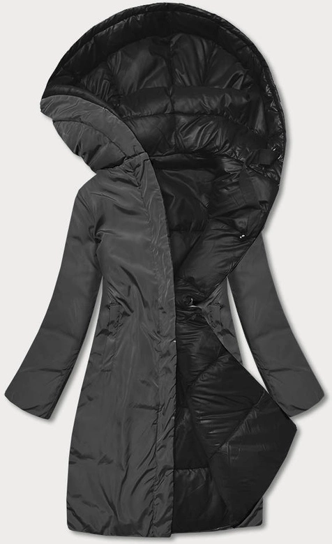 DŁUGA DWUSTRONNA KURTKA ZIMOWA CZARNY/GRAFIT (L22-9852-1/27)