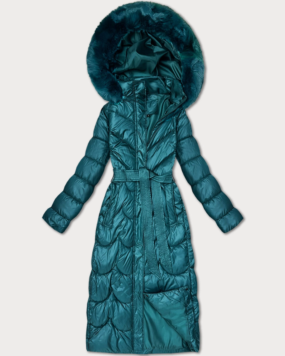 Klasyczny pikowany płaszcz z kapturem Minority morski (T3-2620#-56)