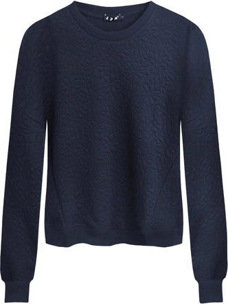 BLUZA W TŁOCZONE KWIATY GRANATOWA (3112)