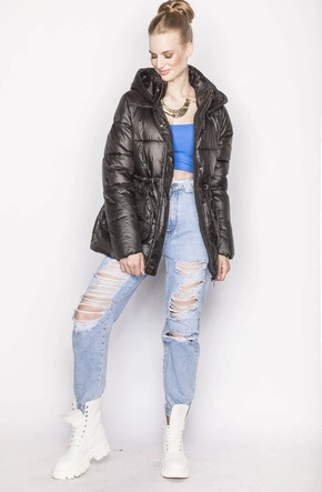 Puchowa kurtka damska czarna (ag6-26)