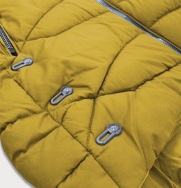 KURTKA ZIMOWA DAMSKA Z KAPTUREM MUSZTARDOWA (808-2)