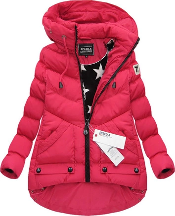 KRÓTKA KURTKA Z KAPTUREM CZERWONA (W805)