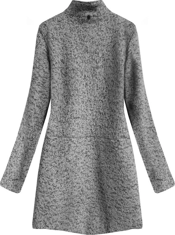 KRÓTKI PŁASZCZ Z KAPTUREM SZARY (516ART)