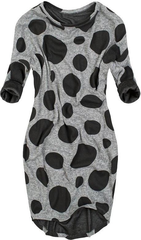 SUKIENKA OVERSIZE W GROCHY SZARA (8665)
