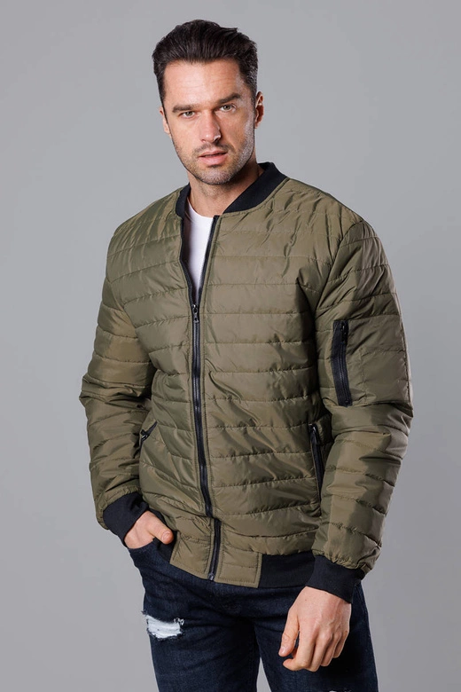 Pikowana bomberka męska khaki (MY02-3)