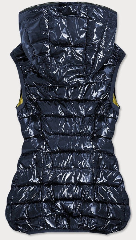 Kamizelka damska z kontrastową podszewką granatowa (b9549)