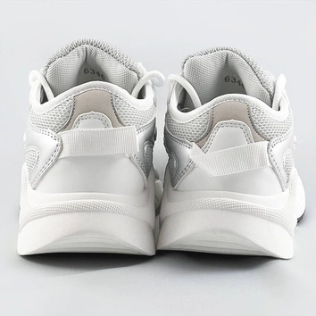 Sznurowane sneakersy z kolorowymi wstawkami biało-szare (6346)