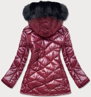 Damska kurtka przejściowa plus size bordowa (mm21-76)
