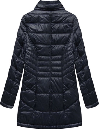 PIKOWANA DAMSKA KURTKA ZIMOWA Z KAPTUREM GRANATOWA (B2617-30)