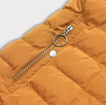 Damska kurtka zimowa na futerku ciemnożółta (m-13)