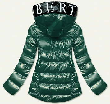 Metaliczna kurtka damska z kapturem zielona (xw808x)