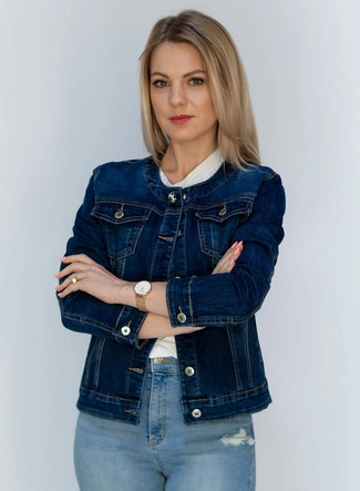 KURTKA JEANSOWA DAMSKA NA GUZIKI GRANATOWA (012#)