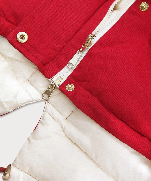 DWUSTRONNA PARKA CZERWONA-ECRU (B507)