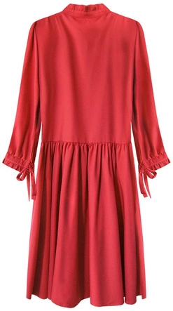 Sukienka z falbankową stójką czerwona (208art)