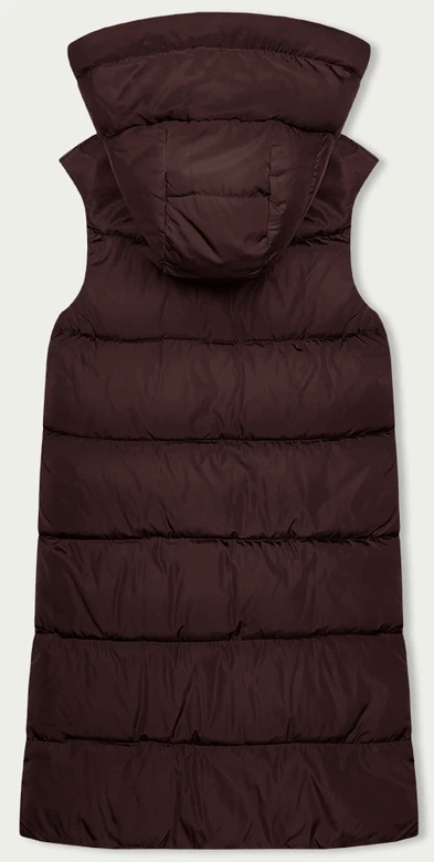 Długa kamizelka damska dwustronna brąz-beż (B8248-14)