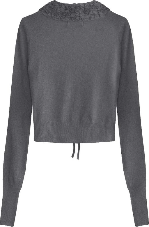 KRÓTKI WIĄZANY SWETEREK CIEMNOSZARY (1577)