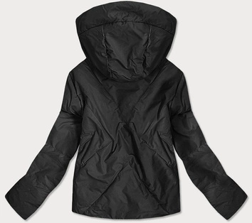 KRÓTKA ASYMETRYCZNA KURTKA DAMSKA CZARNA (0955#)