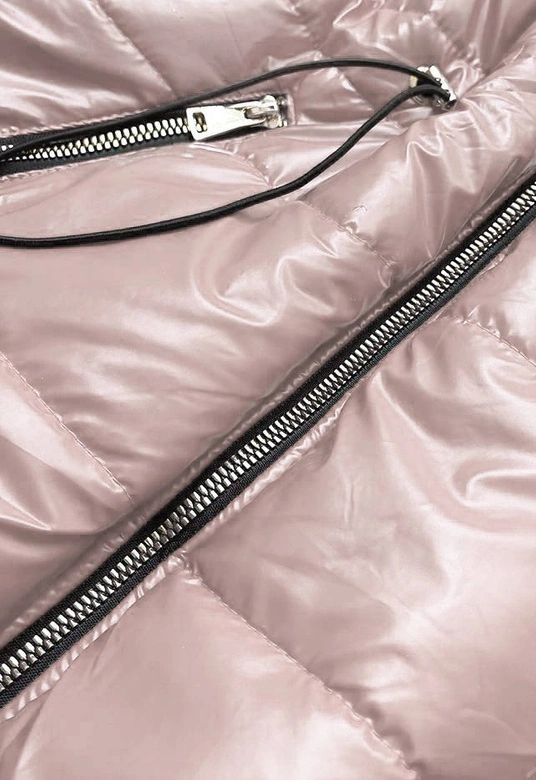 Błyszcząca kamizelka z kapturem beżowa (B8130-51)